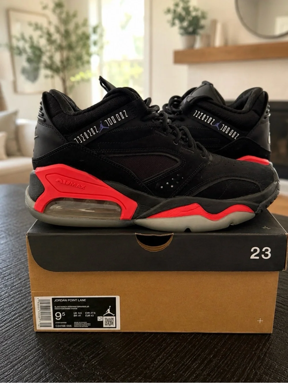 Jordan Point Lane Men's Black & Red Basketball Sneakers